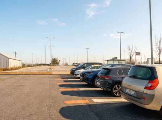 Focus sur les zones de stationnement du parking de la Gare de Mâcon-Loché : des emplacements délimités et sécurisés, conçus pour le confort des usagers souhaitant laisser leur véhicule en toute sérénité durant leur voyage.